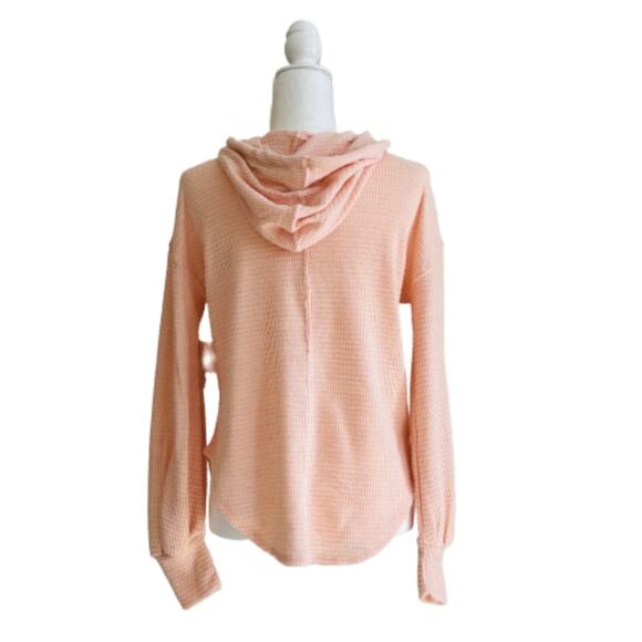 SO Hoodie Sweater Peach Balloon Sleeve Kangaroo Pocket Pullover Lightweight - Picture 5 of 11